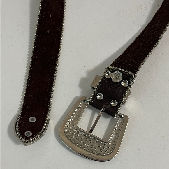 Leatherock Belt Buckle Textured Brown with Silver Rhinestone Embellishments main image 5